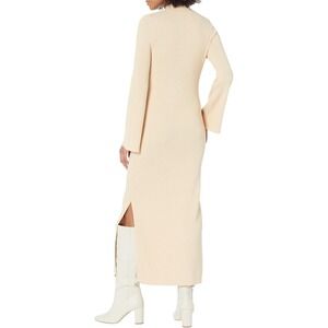 NWT Women's Line And Dot Penny Dress Maxi Long Sleeve Mock Neck - Natural - XS